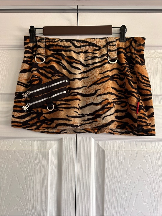 Tripp nyc Dresses & Skirts - RARE Tripp NYC Y2K 2000s Grunge Alt Faux Fur Tiger Animal Print Micro Mini Skirt
